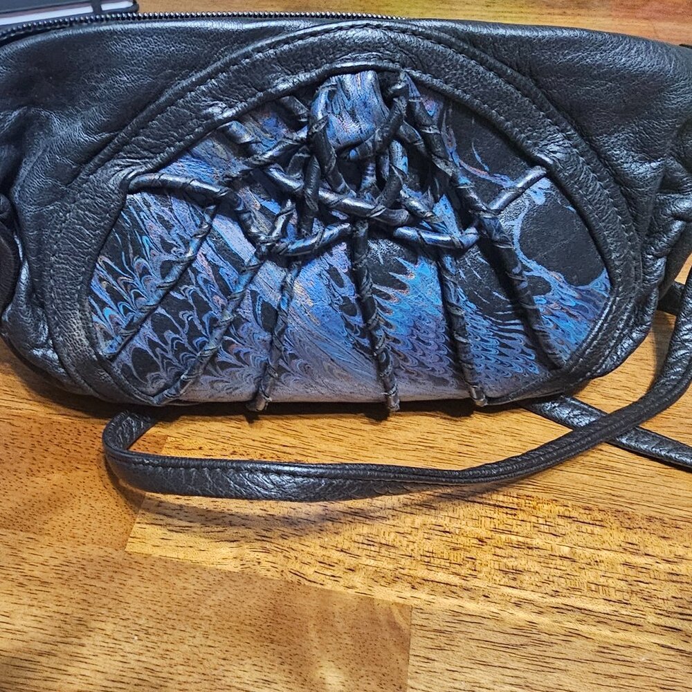 Vintage Black Leather Cross Body Bag